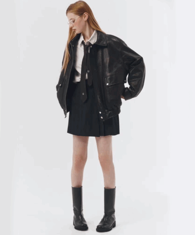 Dunst Unisex Oversized Leather Blouson Jacket - Image 5