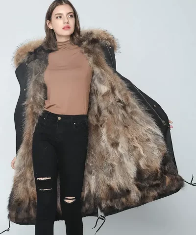 Ice Bear Thick Raccoon Fur Collar Hood Trim Parka 20270248 1