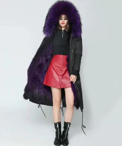 Ice Bear Thick Raccoon Fur Collar Hood Trim Parka-20270261