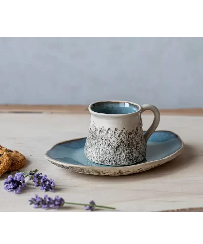 Kari ceramics handmade pottery blue ceramic espresso cup 2400xY