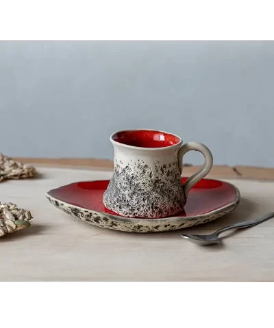 Kari ceramics handmade pottery playful red ceramic espresso cup 1497xT