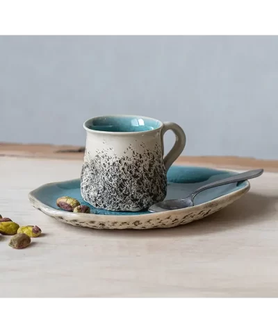 Kari ceramics handmade pottery turquoise ceramic espresso cup 1483xE