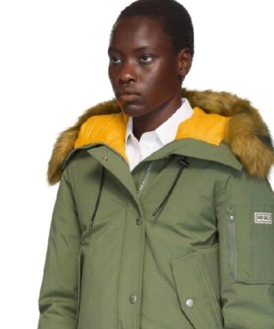 Alternative view of Kenzo Green Down Faux-fur Hooded Jacket