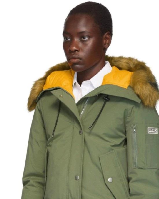 Alternative view of Kenzo Green Down Faux-fur Hooded Jacket