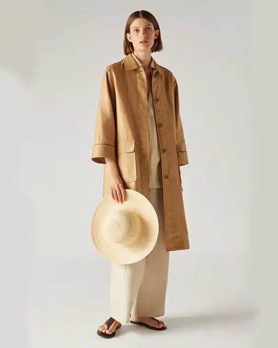 Alternative view of Loro Piana Rufus Leather-Trimmed Coated-Linen Coat