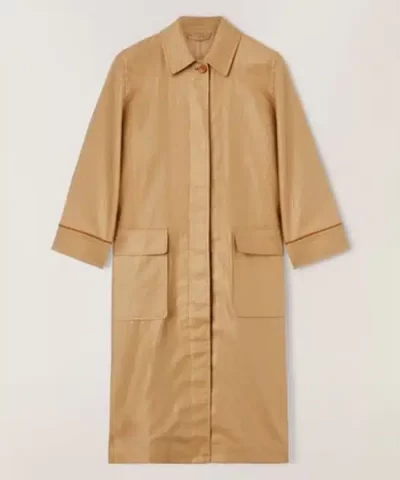 Loro Piana Rufus Leather-Trimmed Coated-Linen Coat-20309777