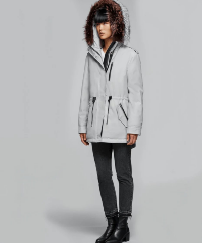 Mackage Chara DXR Down Twill Parka Coat, Light Grey - Image 4