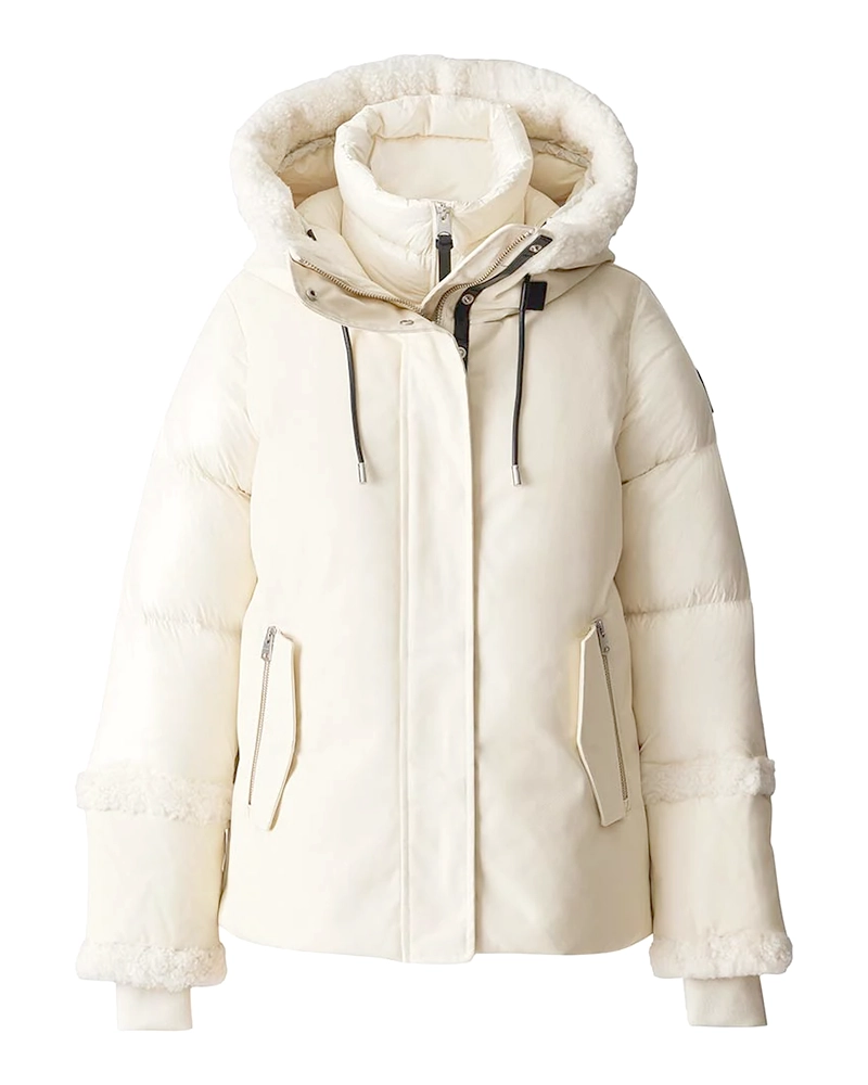 Mackage Cream Shearling Trim Down Puffer Coat-20317545