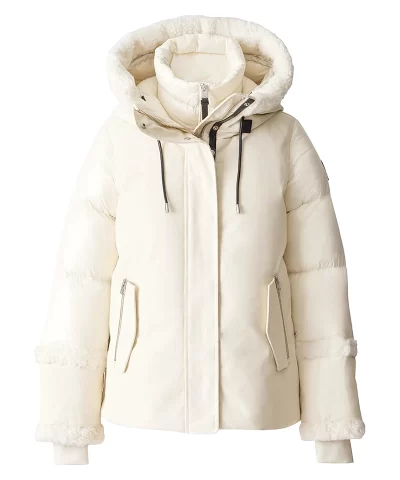 Mackage Cream Shearling Trim Down Puffer Coat-20317546