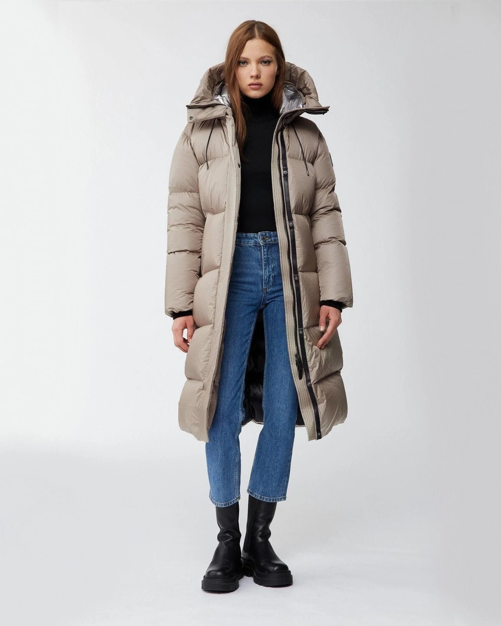 Mackage Eliane Foil Shield Maxi Down Coat With Pillow Collar-20249824