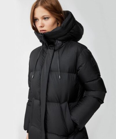 Mackage Eliane Foil Shield Maxi Down Coat With Pillow Collar In Black 20249814 1