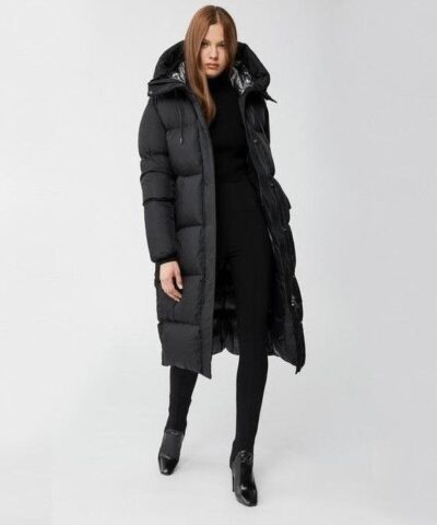 Mackage Eliane Foil Shield Maxi Down Coat With Pillow Collar In Black 20249814 2