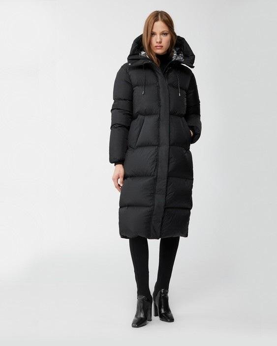 Mackage Eliane Foil Shield Maxi Down Coat With Pillow Collar In Black-20249814