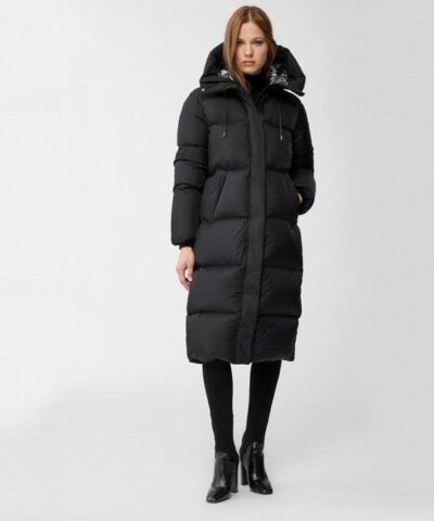 Mackage Eliane Foil Shield Maxi Down Coat With Pillow Collar In Black-20249817