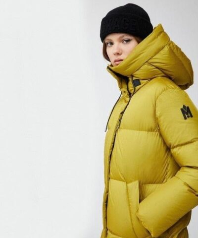 Mackage Eliane Foil Shield Maxi Down Coat With Pillow Collar Yellow 20245755 2