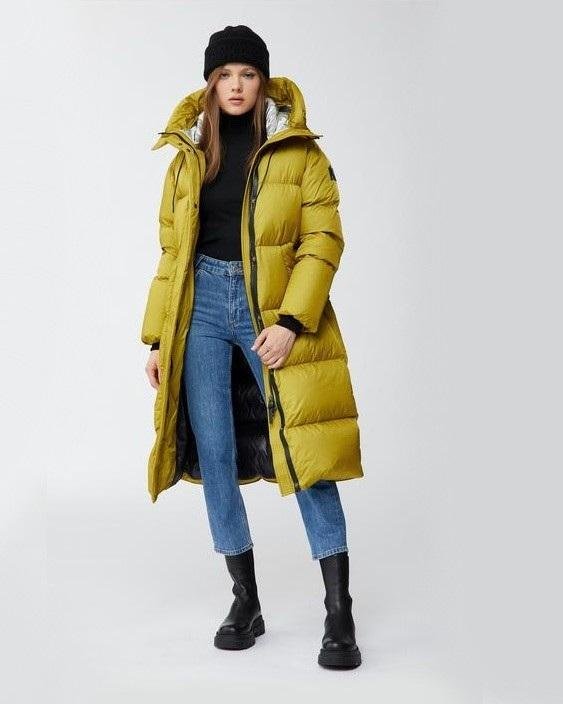 Mackage Eliane Foil Shield Maxi Down Coat With Pillow Collar, Yellow-20245755