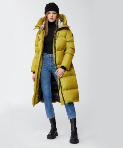 Mackage Eliane Foil Shield Maxi Down Coat With Pillow Collar, Yellow-20245759