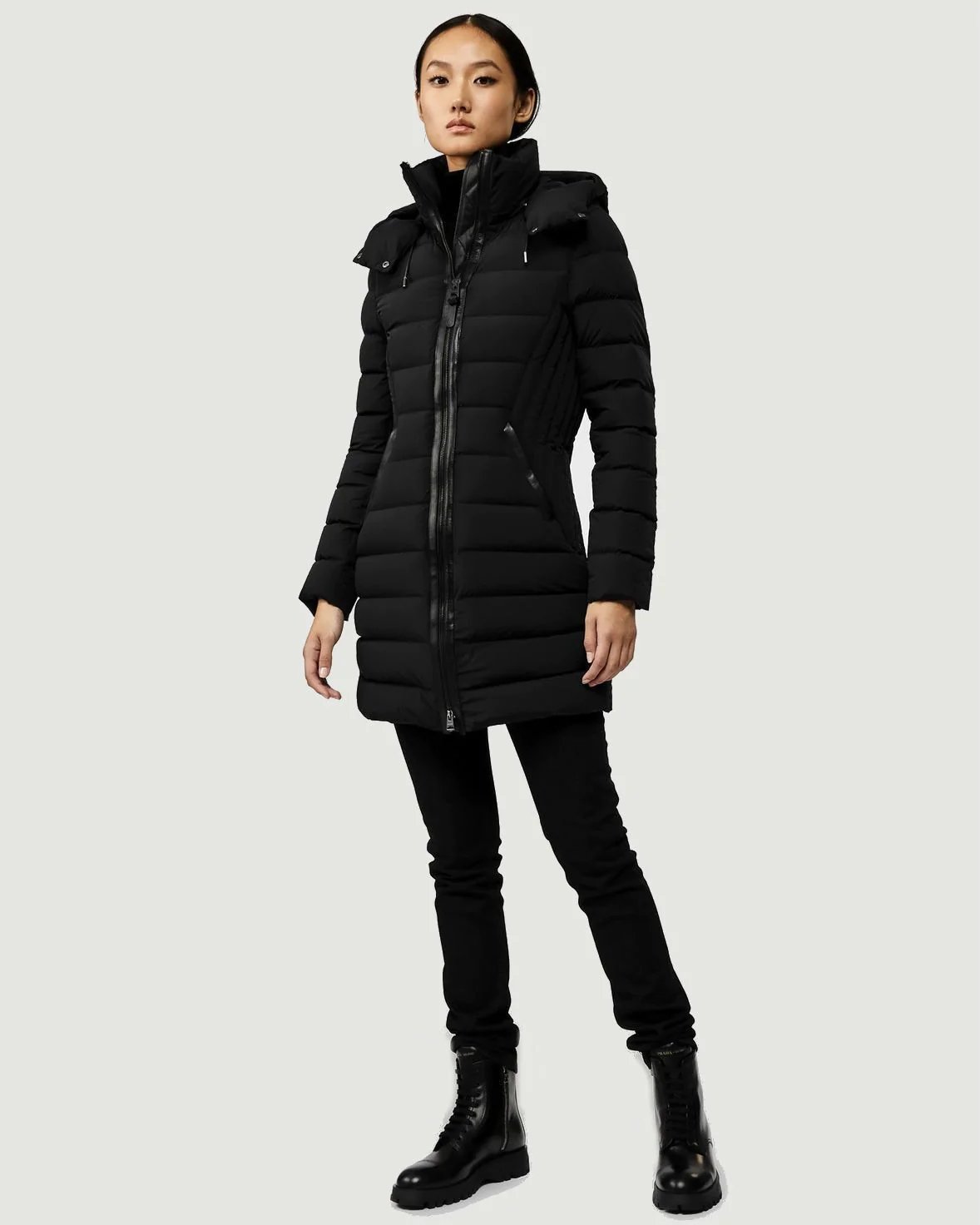 Alternative view of Mackage Farren Stretch Lightweight Down Coat With Removable Hood, Black