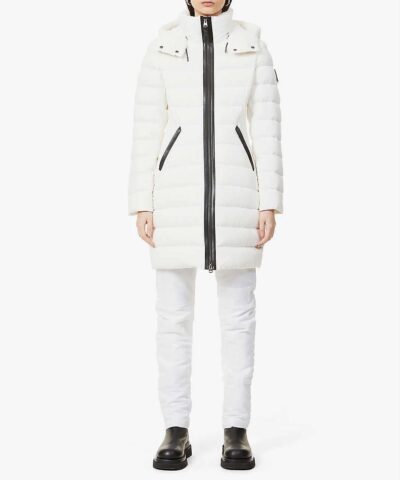 Mackage Farren Stretch Lightweight Down Coat With Removable Hood, White - Image 5