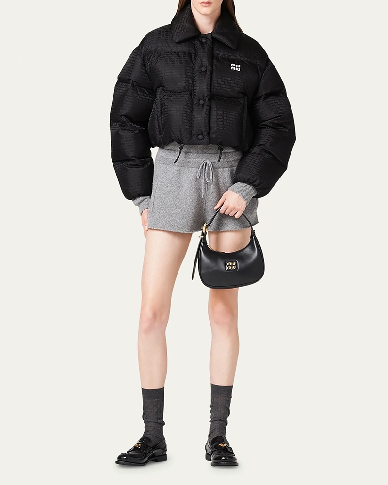 Alternative view of Miu Miu Logo-Print Crop Puffer Jacket