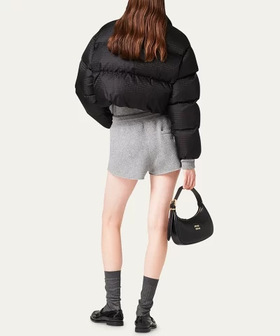 Miu Miu Logo-Print Crop Puffer Jacket - Image 3