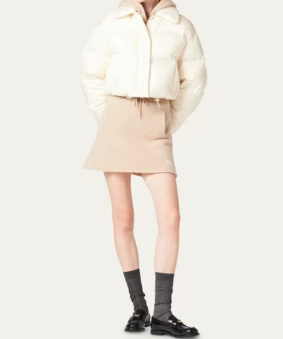 Miu Miu Logo-Print Crop Puffer Jacket - Image 5