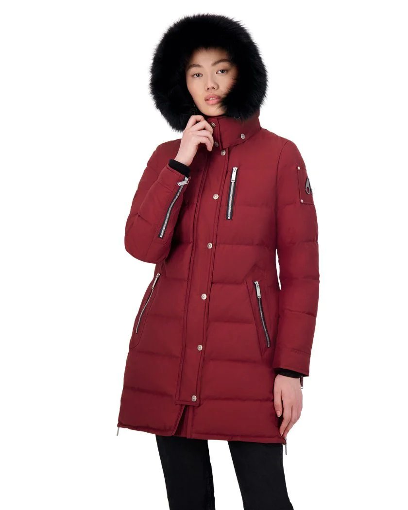 Moose Knuckles Paddockwood Genuine Fox Fur Trim Down Parka In Red-20260097