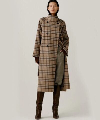 Noralux Women's Wool Plaid Double-Sided Belted Coat-20245367