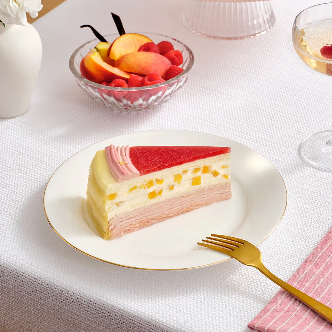 Peach Melba Mille Crêpes - 9 inch (Serves 10-14)-214