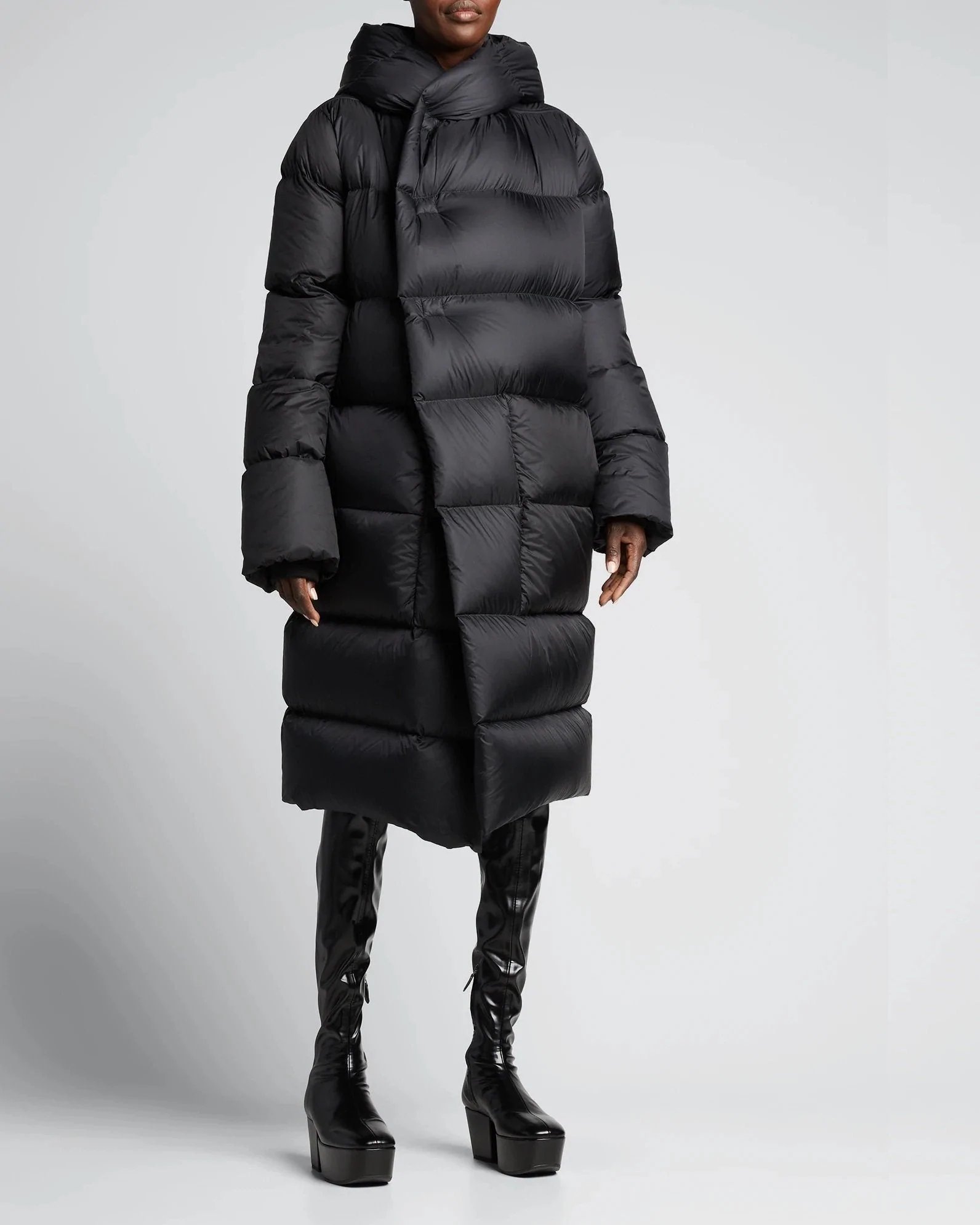 Alternative view of Rick Owens Hooded Long Puffer Coat