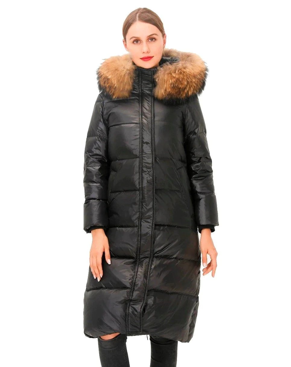 Simplee Hooded Faux Fur Trim Puffer Coat-20263055