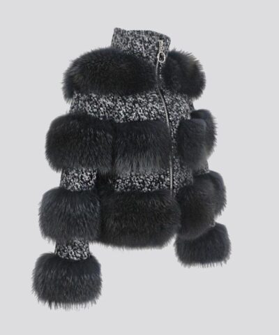 Alternative view of Simplee Limited Edition Natural Raccoon Fur Woolen Coat