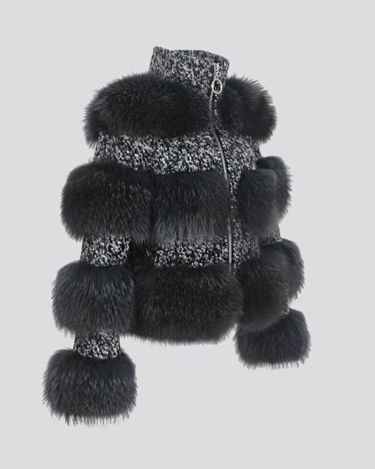Alternative view of Simplee Limited Edition Natural Raccoon Fur Woolen Coat