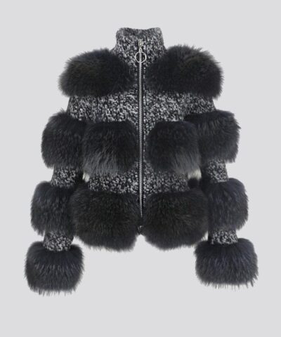 Simplee Limited Edition Natural Raccoon Fur Woolen Coat-20263025