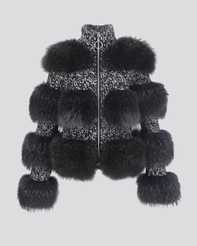 Simplee Limited Edition Natural Raccoon Fur Woolen Coat-20263025