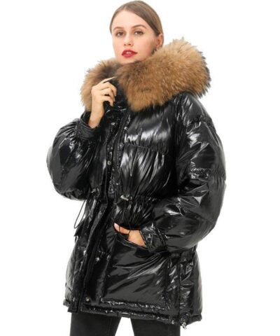 Alternative view of Simplee Millennium Fur Trim Down Coat