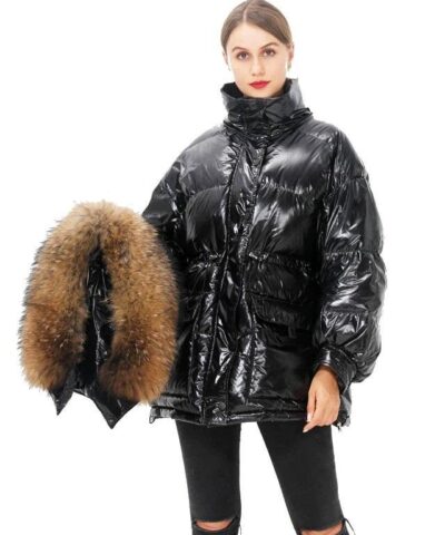 Simplee Millennium Fur Trim Down Coat - Image 3