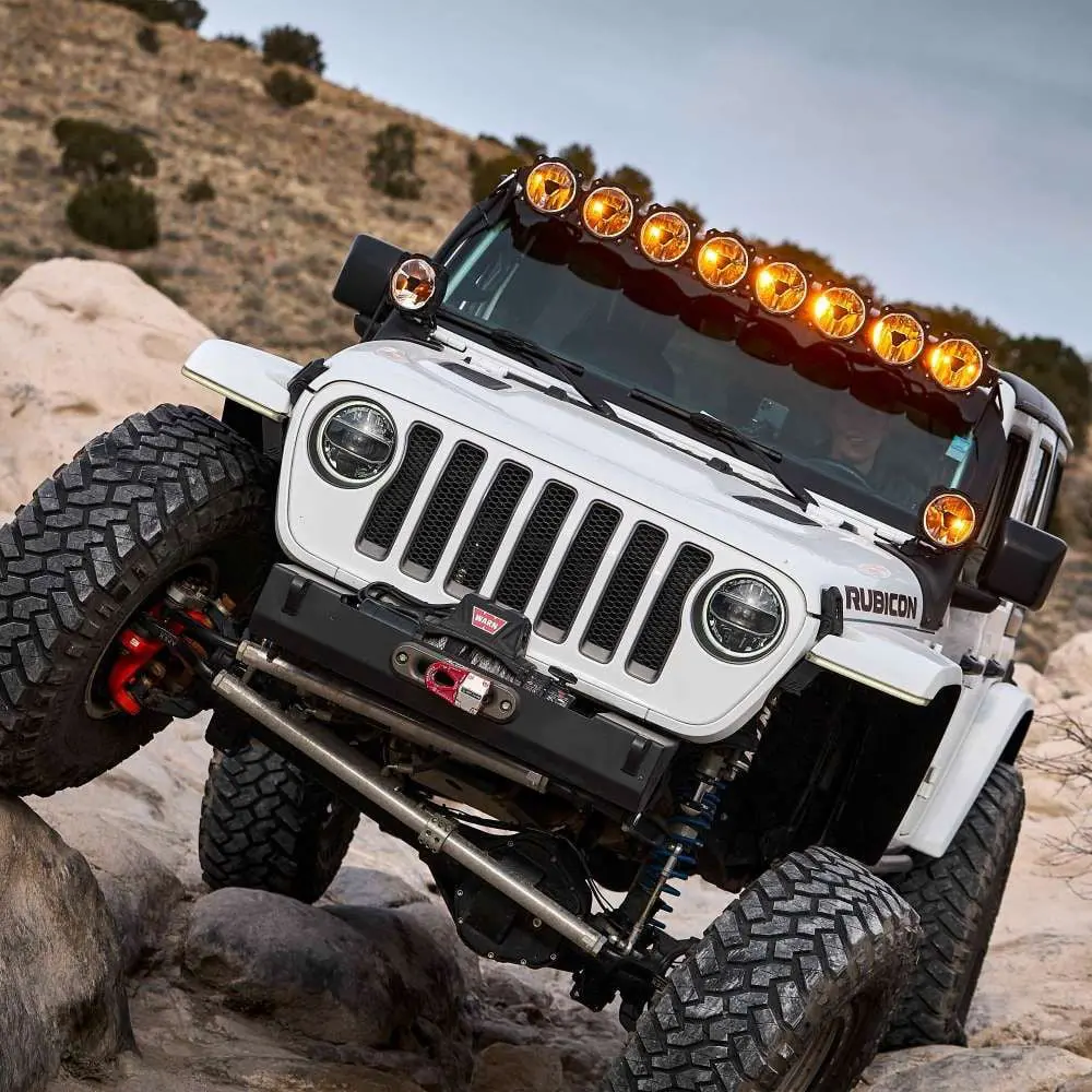 TotalZParts kc hilites 50 inch 8 light LED gravity titan led light bar covers 91418 installed wrangler
