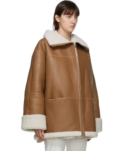 Alternative view of Toteme Signature Shearling Jacket Auburn