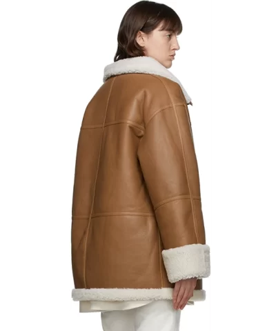 Toteme Signature Shearling Jacket Auburn - Image 3