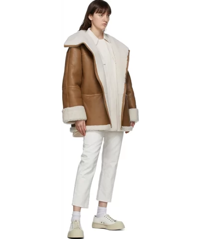 Toteme Signature Shearling Jacket Auburn - Image 4
