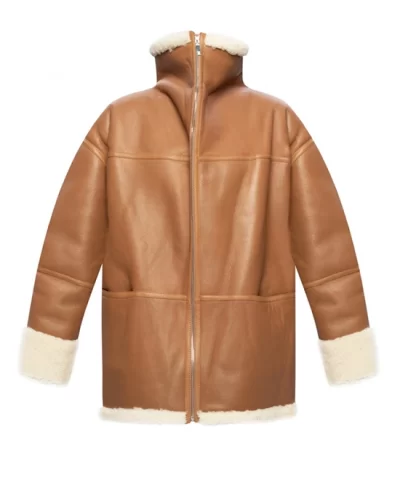 Toteme Signature Shearling Jacket Auburn-20317822