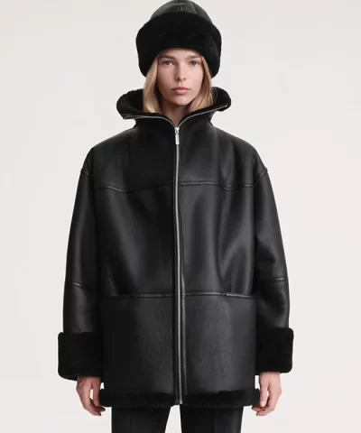 Toteme Signature Shearling Jacket Black-20317801