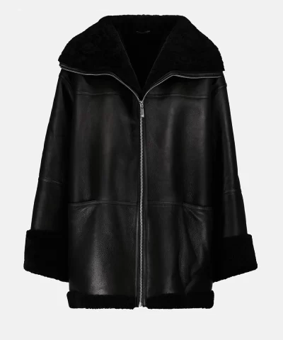Toteme Signature Shearling Jacket Black-20317810