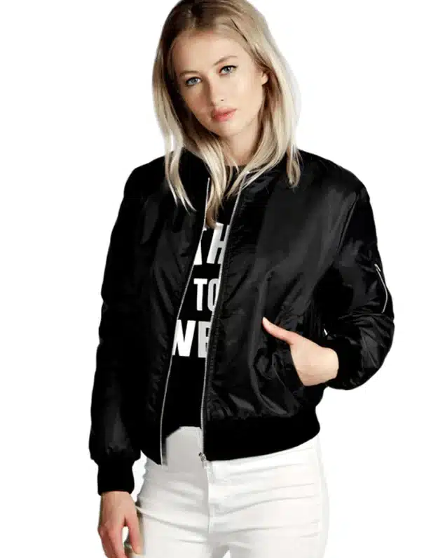 Alternative view of Women's Basic Bomber Long Sleeve Jacket