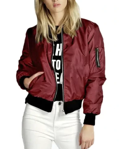 Women's Basic Bomber Long Sleeve Jacket-20273993