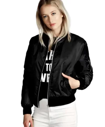 Women's Basic Bomber Long Sleeve Jacket-20274007
