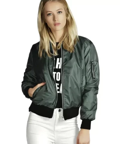 Women's Basic Bomber Long Sleeve Jacket-20274017