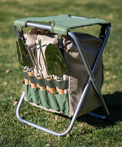 foldable gardening seat with tools detachable tote