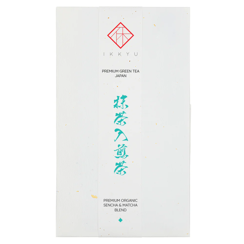 ikkyu tea sencha matcha blend mizu wrapped square